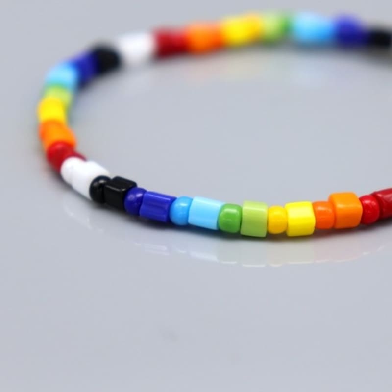 BONBEAU Smile Pendant Point Square Beads Bracelet Smile Charm Point Rainbow Square Bead Bracelet