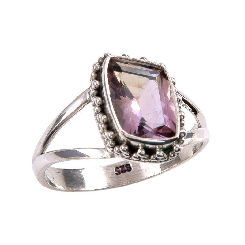 Natural Ametrine Gemstone Handmade 925 Solid Silver Jewelry Ring Size 9.5 T6f47