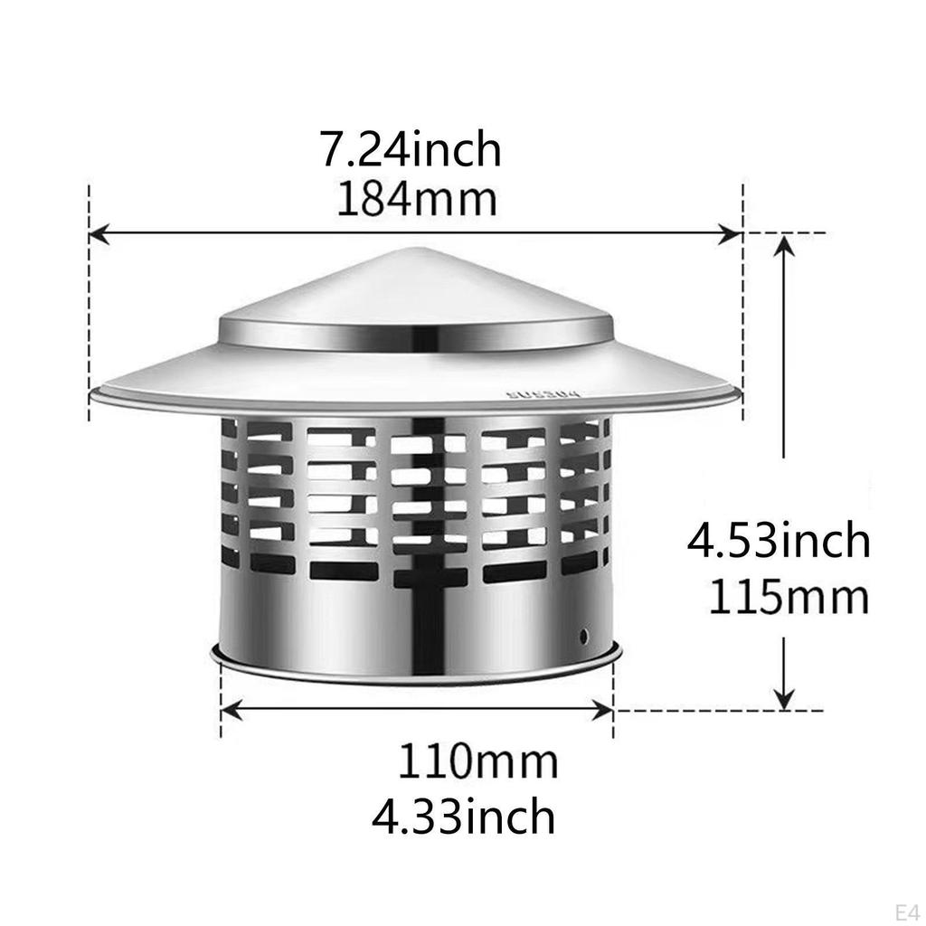 Round Chimney Cap Flue Cover Rainproof Cone Top Exhaust Vent Lid Roof Rain Guard