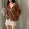 Autumn and Winter Korean Version Lazy Style Loose Fried Dough Twists Double Zip Hooded Long Sleeve Knitting Sweater Cardigan Coat Women