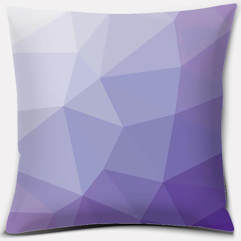 Purple Geometric Flower Text Printing Series Pattern Pillowcase Square Pillowcase Home Office Decoration Pillowcase