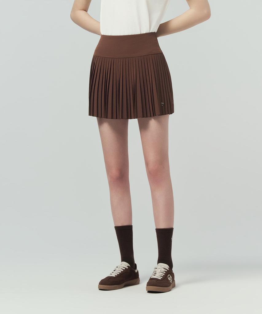 SERGIO TACCHINI W High-Waisted Woven Pleated Skirt (D.Brown)