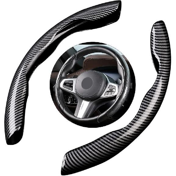 

New Carbon Fiber Non Slip Steering Wheel Cover Segmented Steering Wheel Protector Universal Standard-Size 14 1/2 -15 for 99%