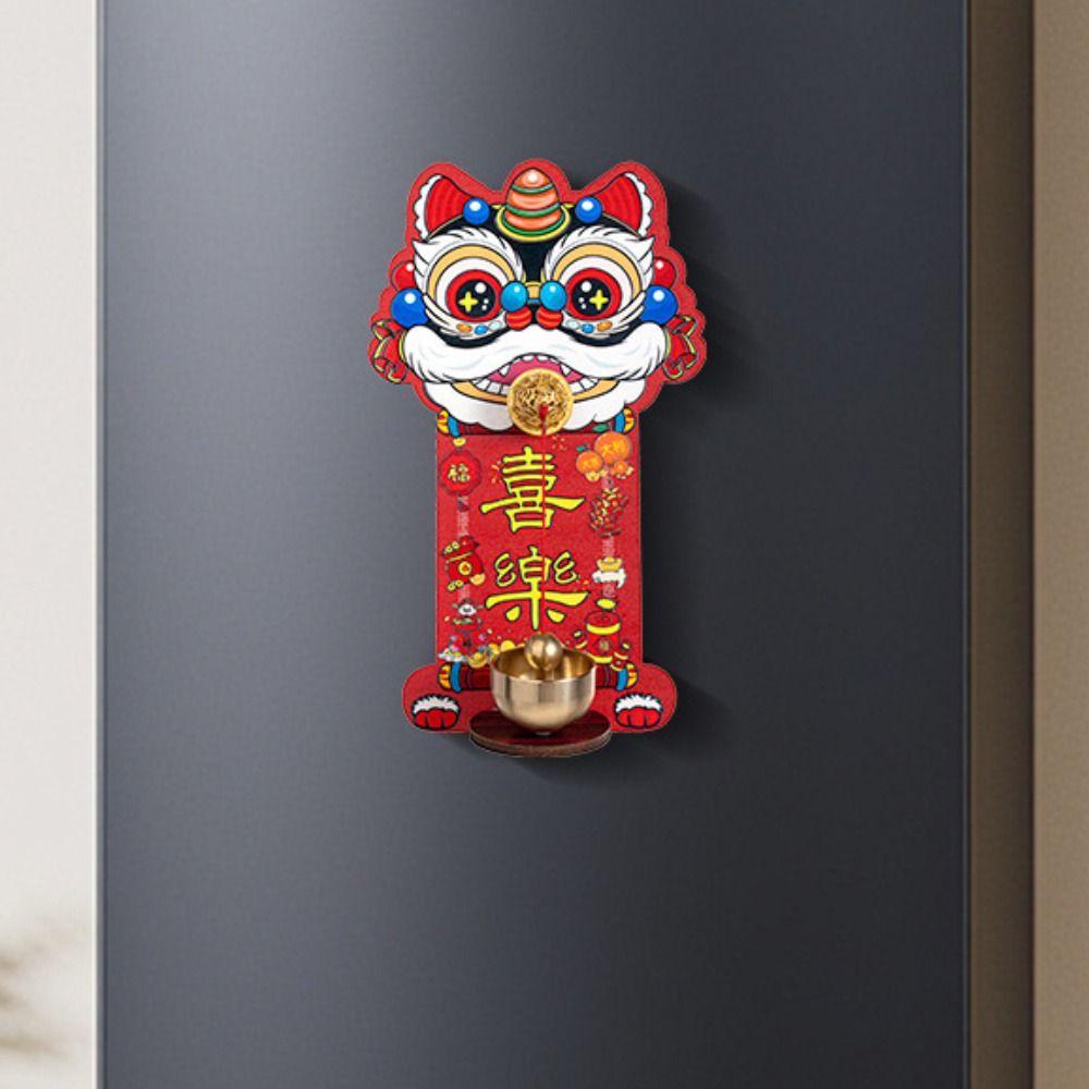 Magnetic Suction Cartoon Lion Doorbell Dopamine Chinese New Year Ornament Home Ornament