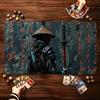 Dark Oriental Ronin Swordsman Ink Art Large Game Playmat NonSlip Rubber Base With Stitched Edges For Card Gaming And Desk