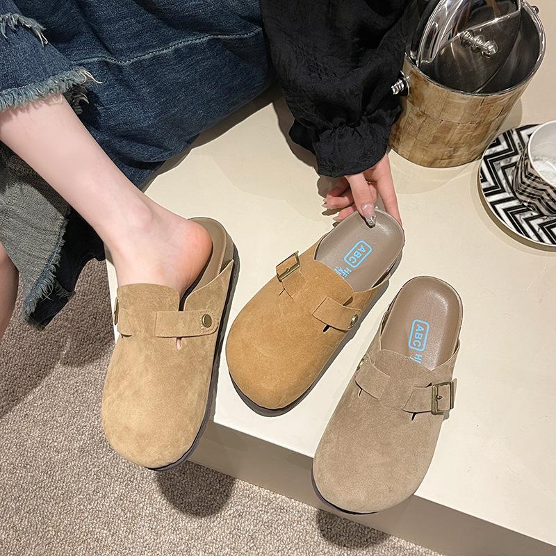 New platform versatile shoes for women's half-drag women's spring retro one-pedal bag head slippers for children