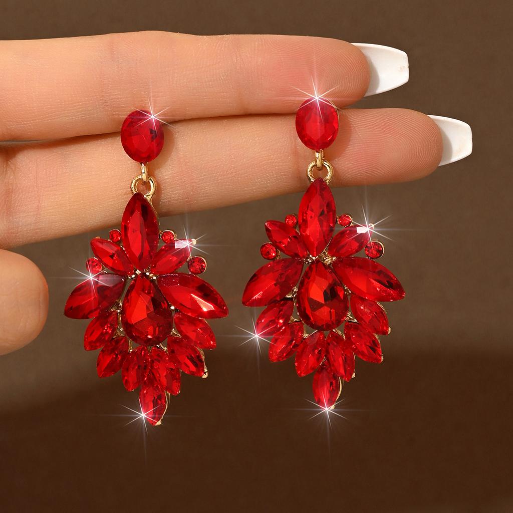 Stylowe geometryczne kolczyki w kształcie diamentów, przesadzone kolczyki z motywem kwiatowym, trend dla kobiet, kolczyki na imprezę, do klubu nocnego, na bal