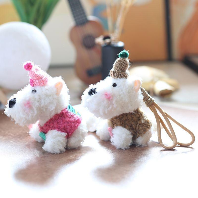 West Highland Dog Plush Toy Keychain Pp Cotton Stuffed Gift For Kids Girls