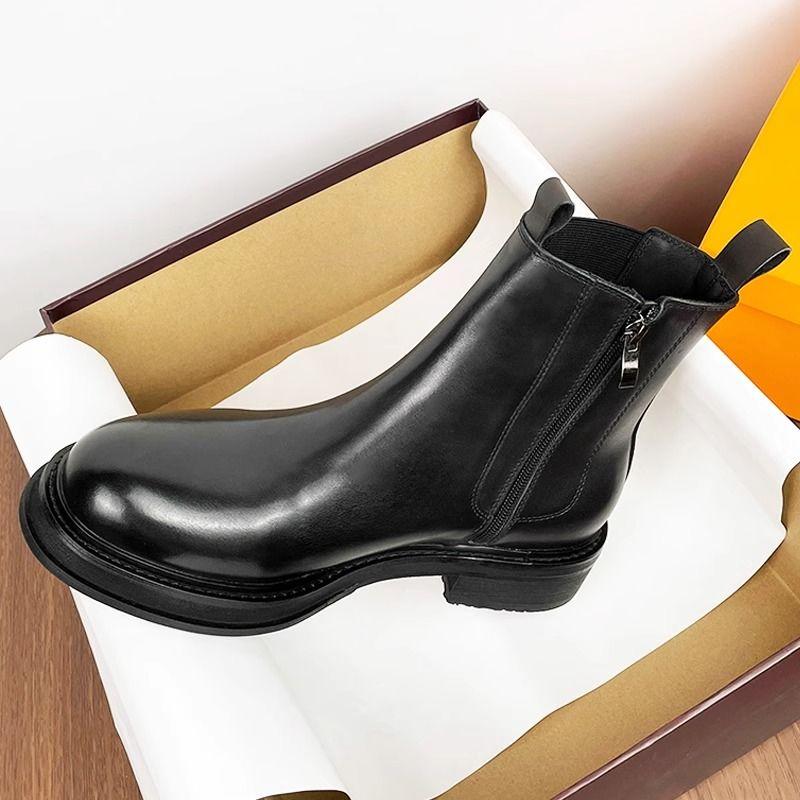 British Men's Tide High Top Round Head Locomotive Premium Sleeve Cigarette Short Chelsea Boots