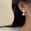 Elegant Pearl Butterfly Stud Earrings - 925 Sterling Silver, Light Luxury, New 2026 Women's Accessories.
