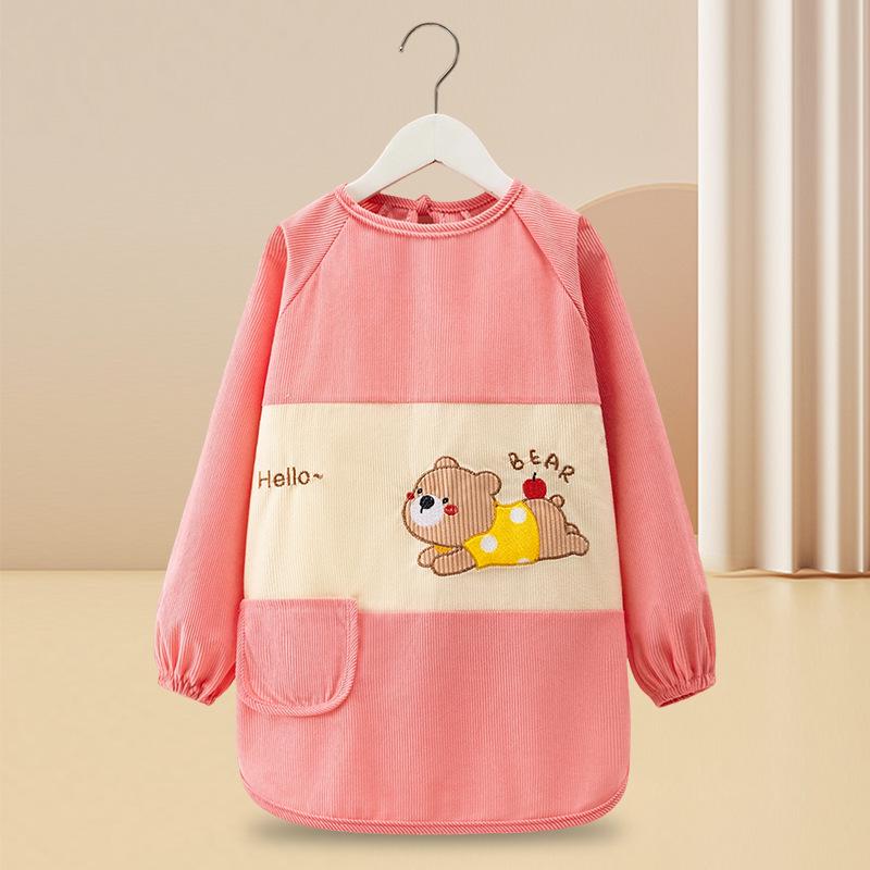 Reversible Long-Sleeve Waterproof Apron for Older Kids - Large Size, Suitable for Kindergarten Boys and Girls.