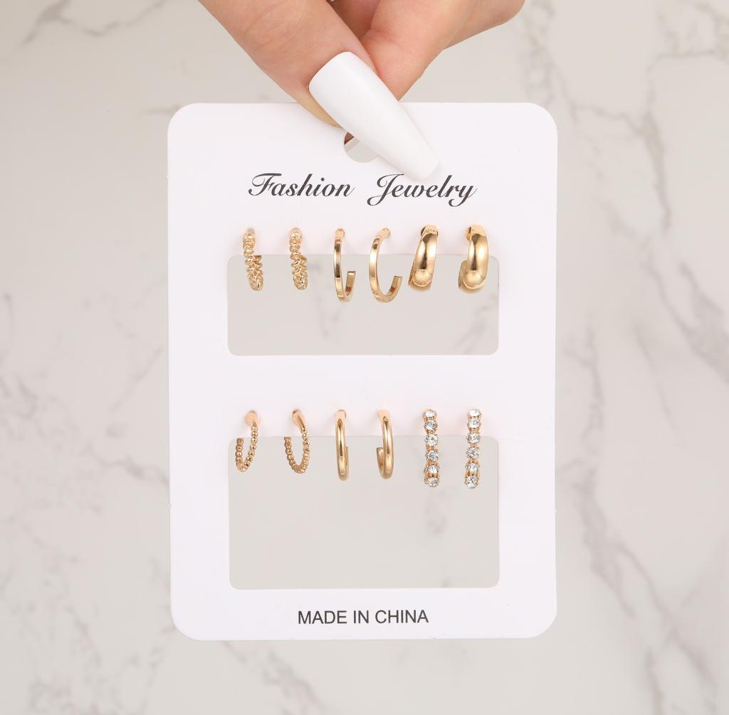 Gold Farbe Vintage Kreis Hoop Ohrringe für Frauen Einfache Mode Geometrische Zirkon Ohrring Set Neue Trendy Schmuck Party Geschenke