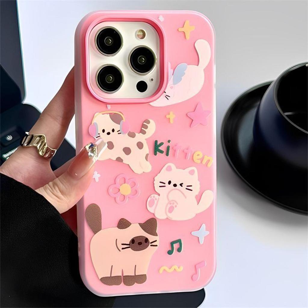For Apple Phone Case Transparent Solid Color Phone Case Protective Cover Non-yellowing Cute Cartoon