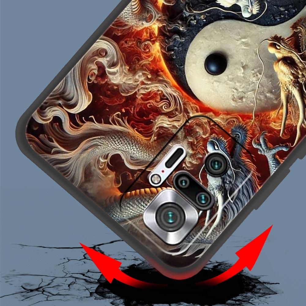 Chinoiserie Loong Flower Dragon Phone Case Cover for Redmi 14C 10C Note 15 14 13 12 10 11 K40 Pro Plus 5G Soft TPU Shell Capas