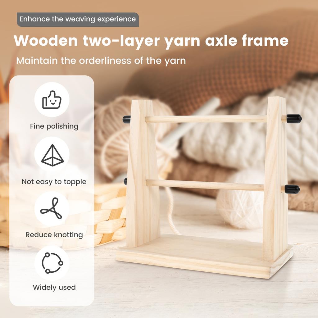 Yarn Holder Wood Crochet Yarn Holder Double Yarn Ball Holder with Nonslip Pads Easy Assembly Yarn Holder Stand for Crocheting