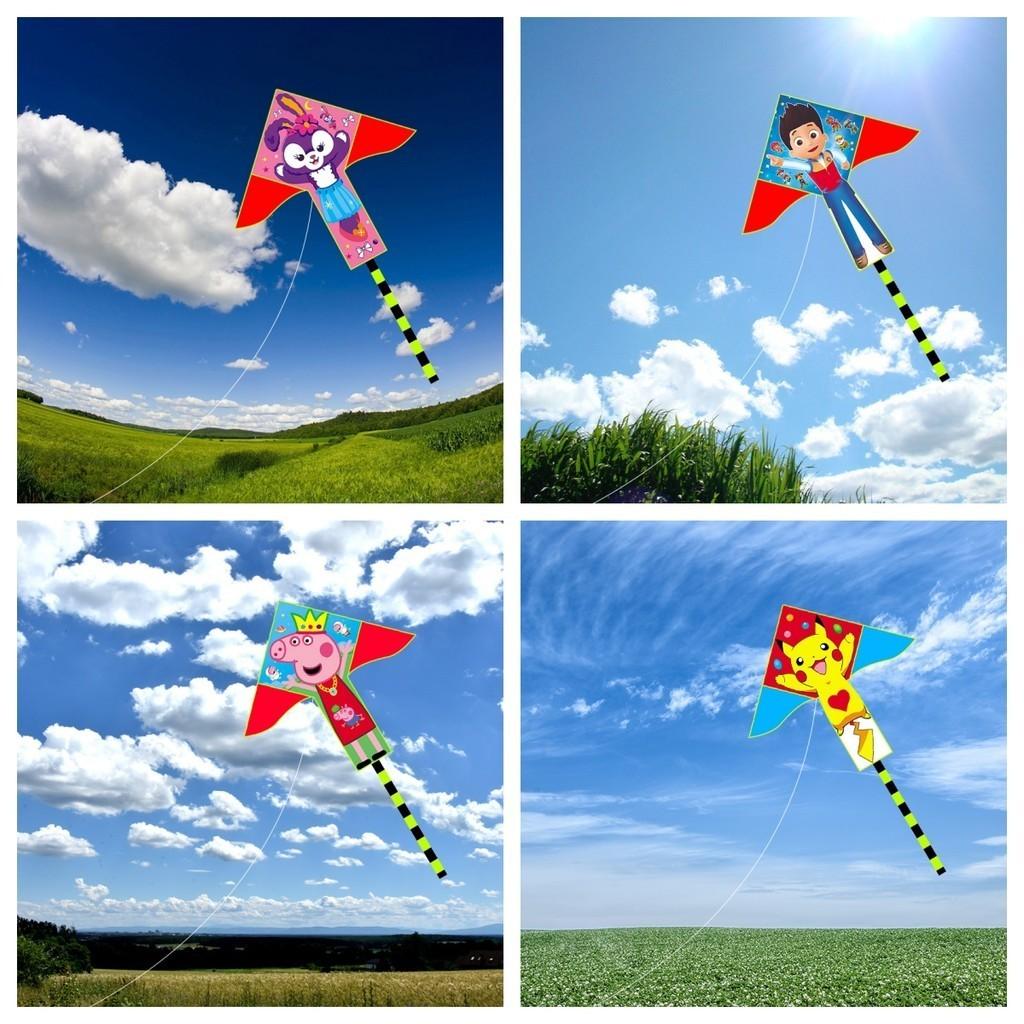 Weifang Kite New 2 Meter Triple Puzzle Kite Children Adult Long Tail Kite Outdoor Cartoon Patchwork Kite