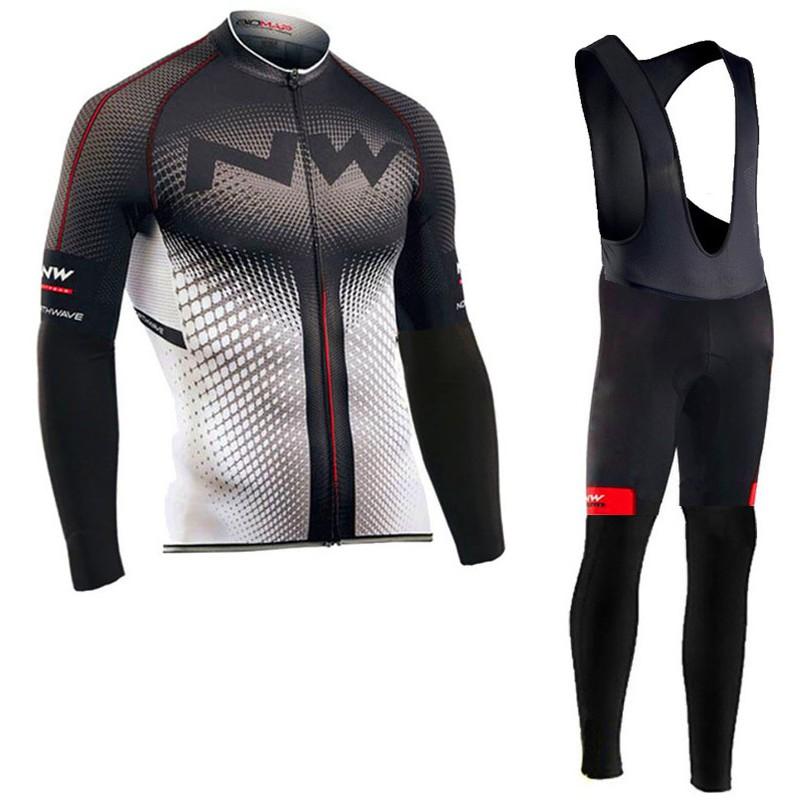 Mens Long Sleeve Cycling Jersey Bib Shorts Set Breathable Road Bike Apparel Small