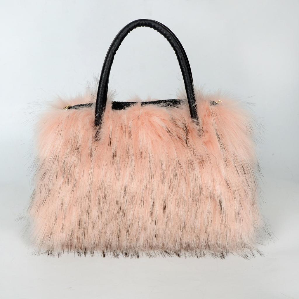2024 Faux Fox Fur Plush Tote: Versatile & Stylish Handbag