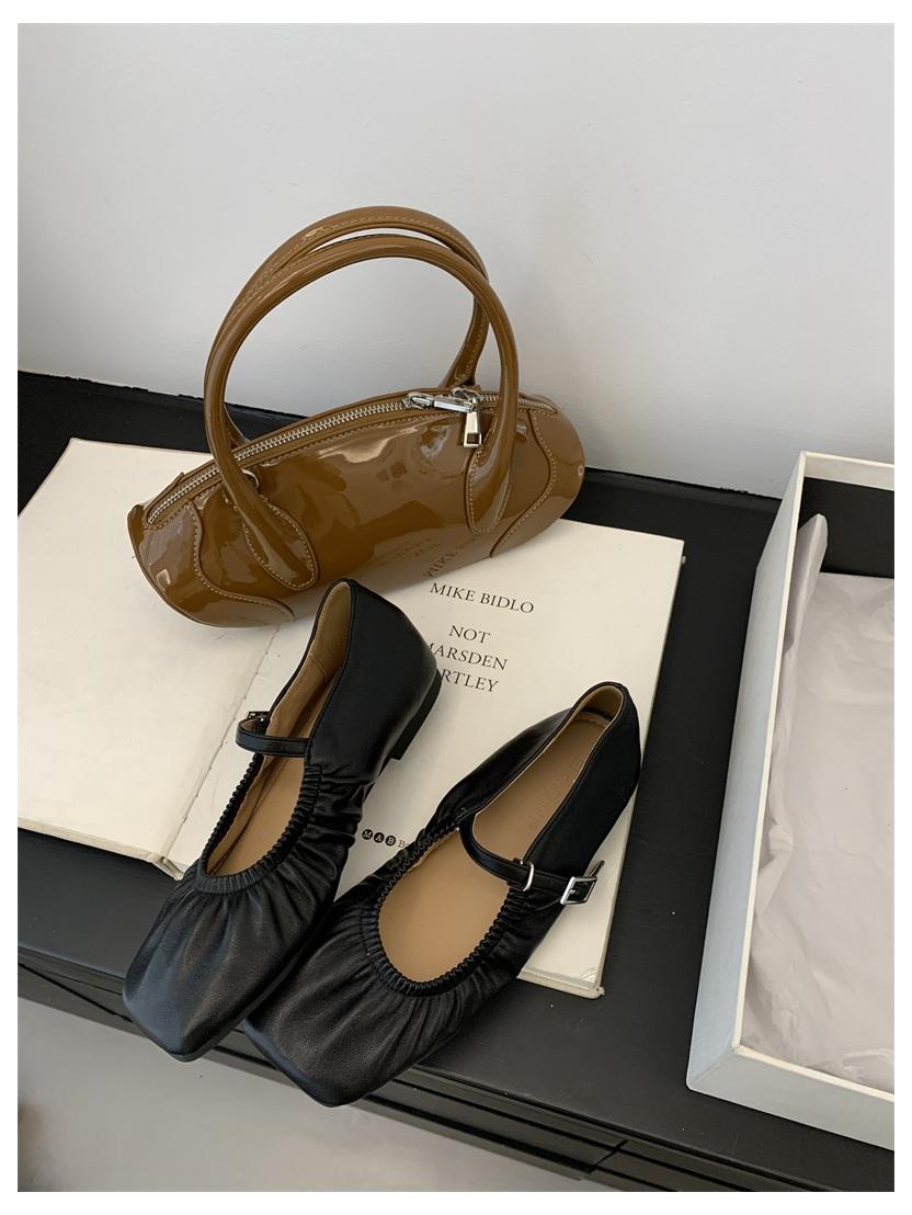 

2025 New Summer Flats Shoes Women Square Toe Pleated Shallow Ballet Flat Slip On Casual Loafers Soft Ballerinas Female Moccasins 35