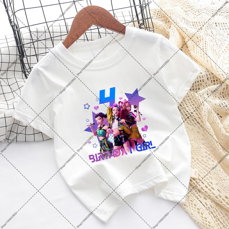 Kpop Demon Hunters Children T-shirts Birthday Party Tee Cotton Short Sleeves Anime Graphic Print T-shirt Boys Girls Fashion Tops