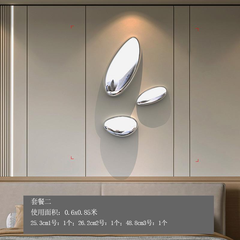 Creative Imitation Stainless Steel Goose Egg Stone Wall Decoration Modern Hotel Hanging Water Droplet Wall Decoration Artwork
