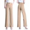 Women's High-Waisted Wide-Leg Ice Silk Pants - Loose, Straight, Versatile, Cropped, Perfect for Spring/Summer