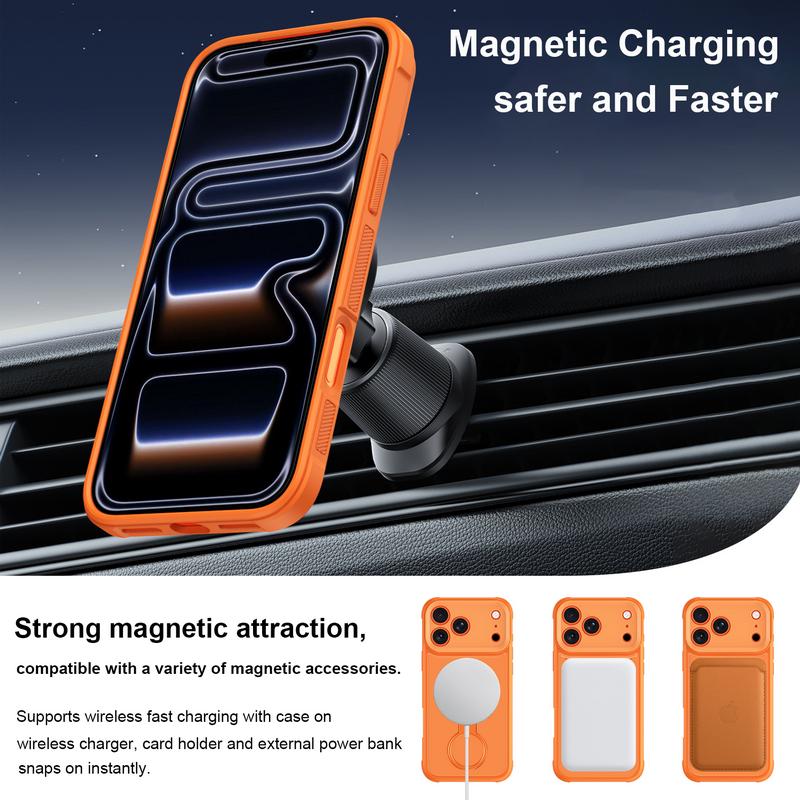 Magnetic For Magsafe Stand Phone Case For iPhone 17 Pro Max 16 15 14 13 Luxury 360 Rotating Ring Holder Protection Shockproof Cover