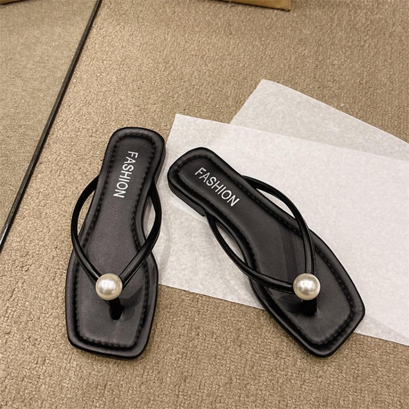 Summer New Toe Square Head Flat Bottom Fashionable and Comfortable Lazy Drag Light Casual Flip-flops