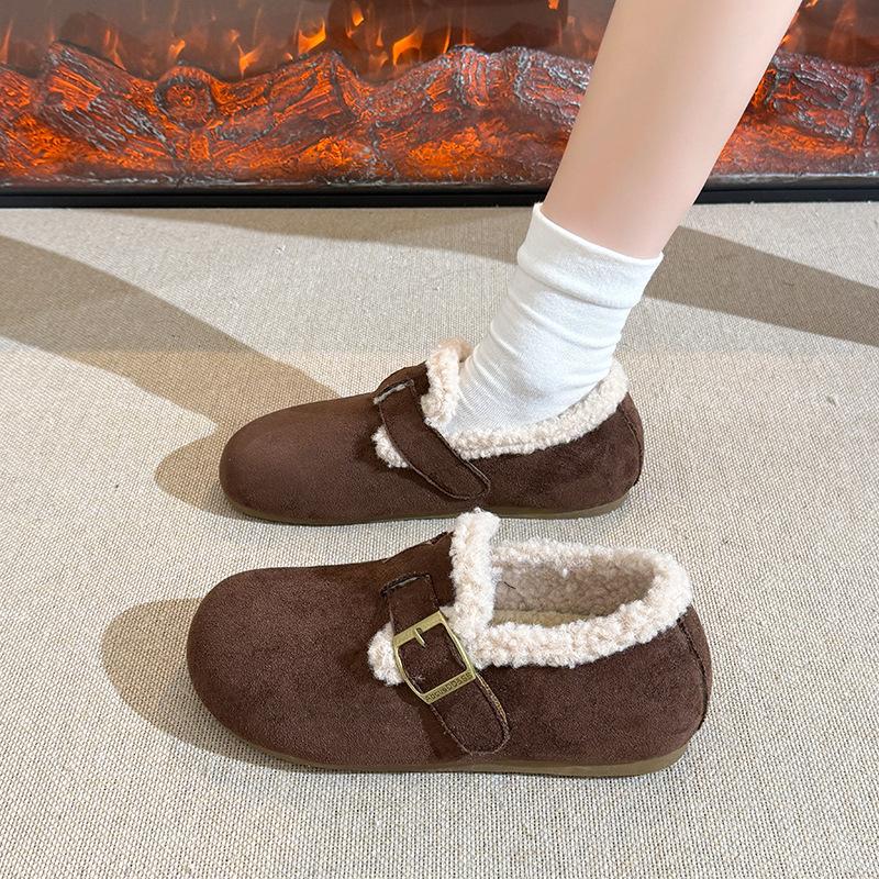 Теплые и прочные универсальные туфли на толстой подошве Мягкие хлопковые туфли Новая модель женской обуви 40 коричневый 1890₽