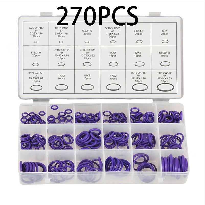 270pcs Green High-Quality Rubber O-Ring Kit - 18 Sizes Heavy-Duty Multi-Purpose Seals for Automotive, Plumbing, HVAC