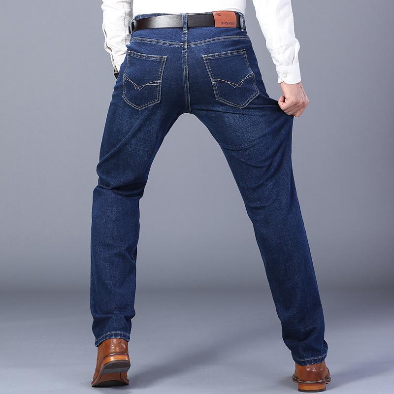 Černé elastické džíny Business Casual pro muže středního a staršího věku