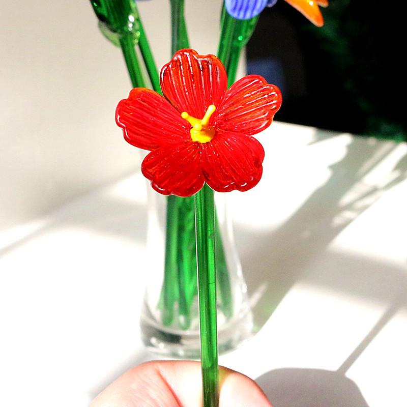 Handmade Colorful Murano Glass Flower Craft Figurine Wedding Valentine's Day Favors Gifts Table Miniature Vase Decor Ornaments
