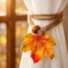 2Pcs Handcrafted Autumn Curtain Hold Back Simulated Maple Leaf Fall Leaf Curtain Strap  Thanksgiving