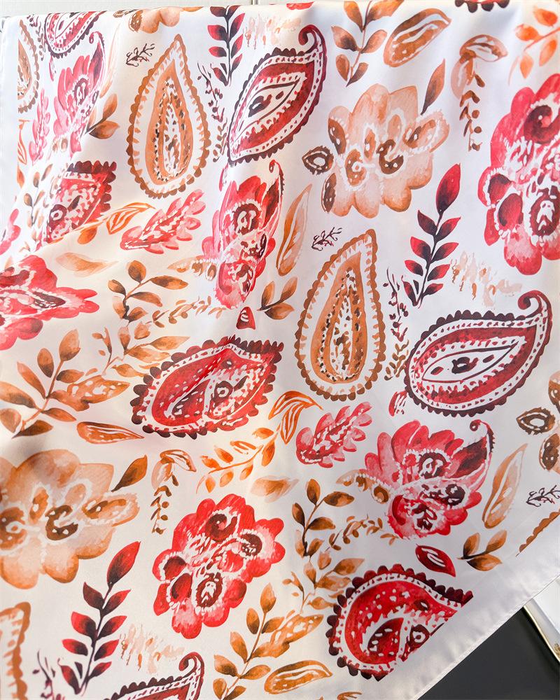 2026 New Paisley Printed Square Scarf For Women Stylish Soft Satin Scarves Bandanas Luxury Hijab Neckerchief Elegant Shawl Wraps