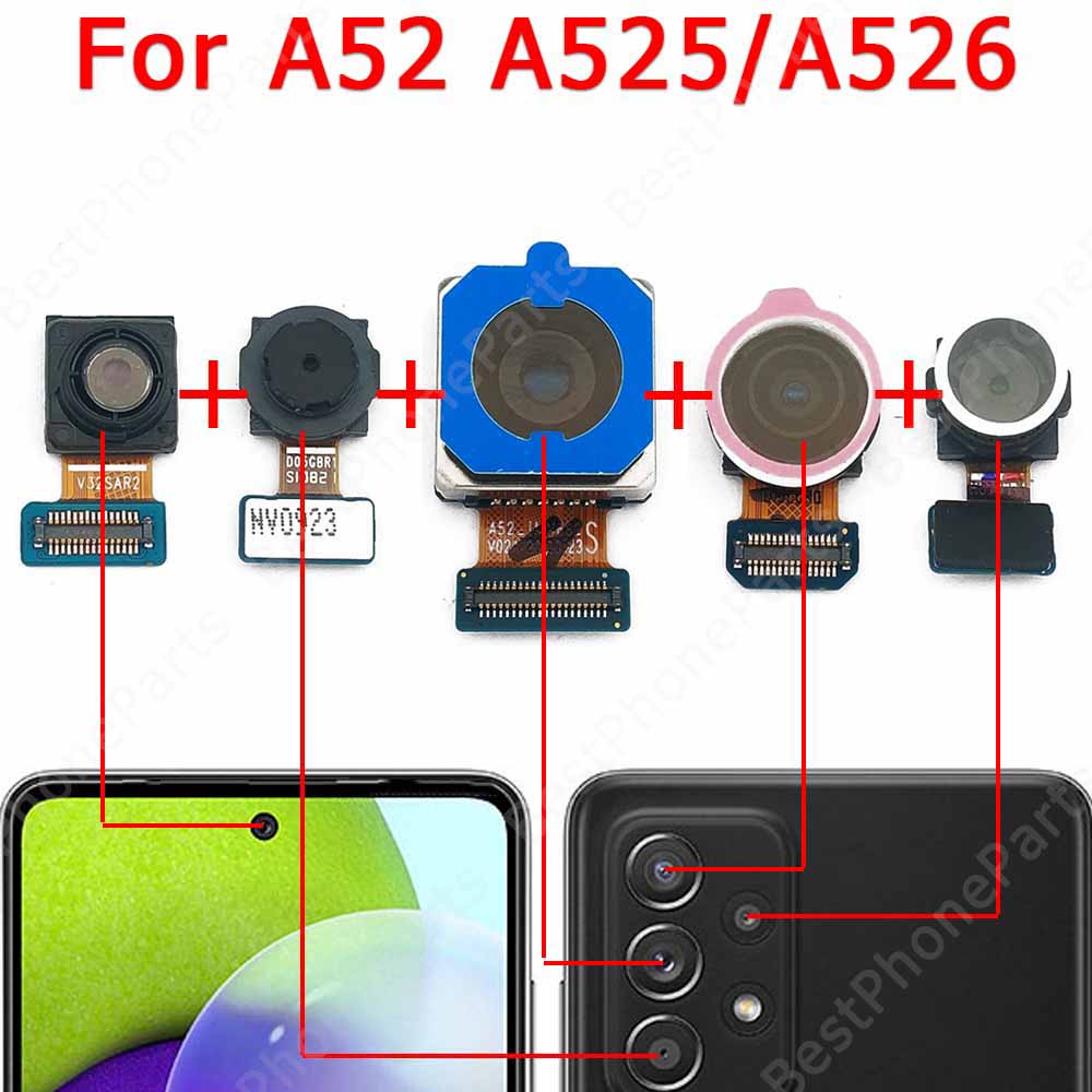 Front Back Camera For Samsung Galaxy A52 A525 A526 Rear Backside Selfie Frontal Facing Camera Module Flex Spare Parts