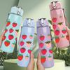 1PC Strawberry Fruit Seamless Print 750ml Color Plastic Sports Water Bottle Leakproof Flip Straw Lid Suitable for Sports Office Home Use