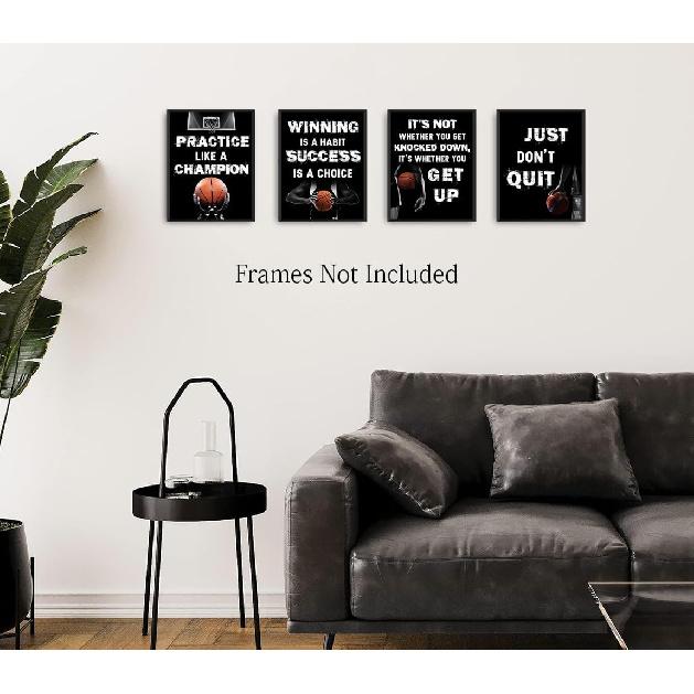 LNLAGBO pirational Basketball Wall Art Prints,Basketball Art Prints,Sports Canvas Posters for Sports Fans Boys Guys Room Dorm Bedroom Wall Decor,Set