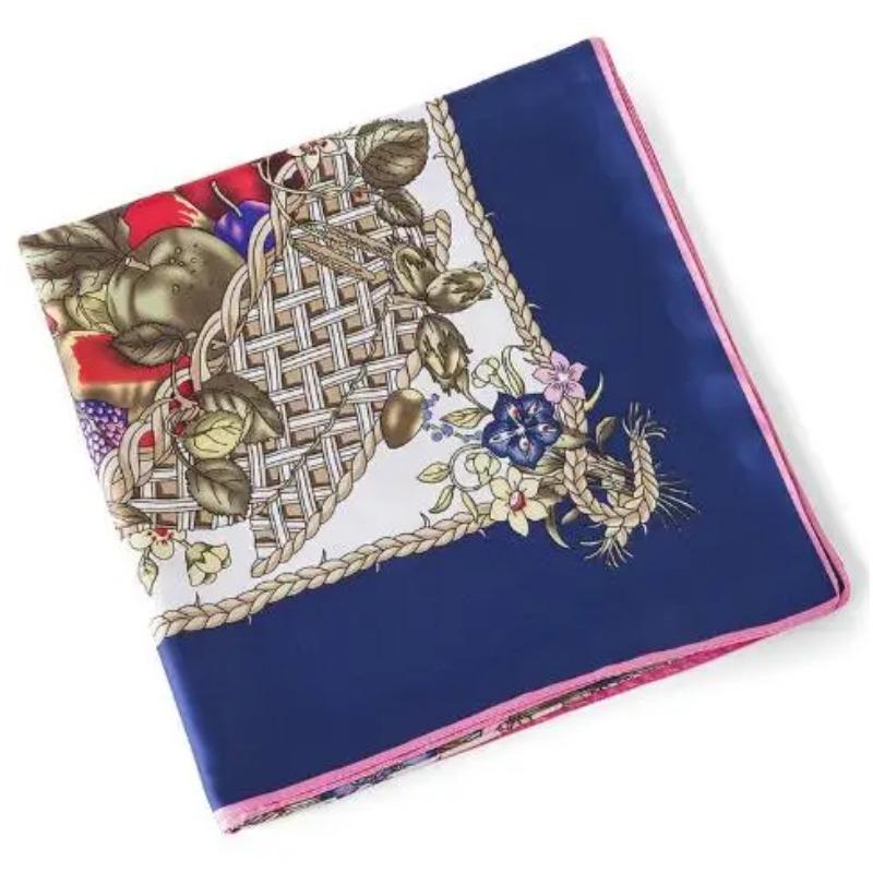 New Brand Bandana Shawl 100% Twill Silk Scarf Floral 130cm Square Scarves Print Kerchief Woman Headband Hijab Scarf&Wraps