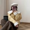 Lapel Horn Buckle Short Cotton Clothes Women's Autumn New Loose Small Bread Clothes Jacket