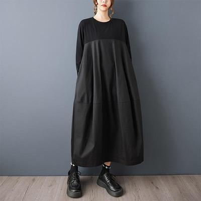 Langärmeliges Übergrößen-Baumwoll-Vintage-Neu in Kleider für Frauen Frühling Herbst lässiges lockeres Kleid