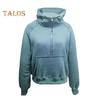 Sudadera con capucha para otoño e invierno, con media cremallera, bolsillo, mangas largas, holgada, gruesa, de color puro, puños elásticos, para uso diario, informal, deportiva