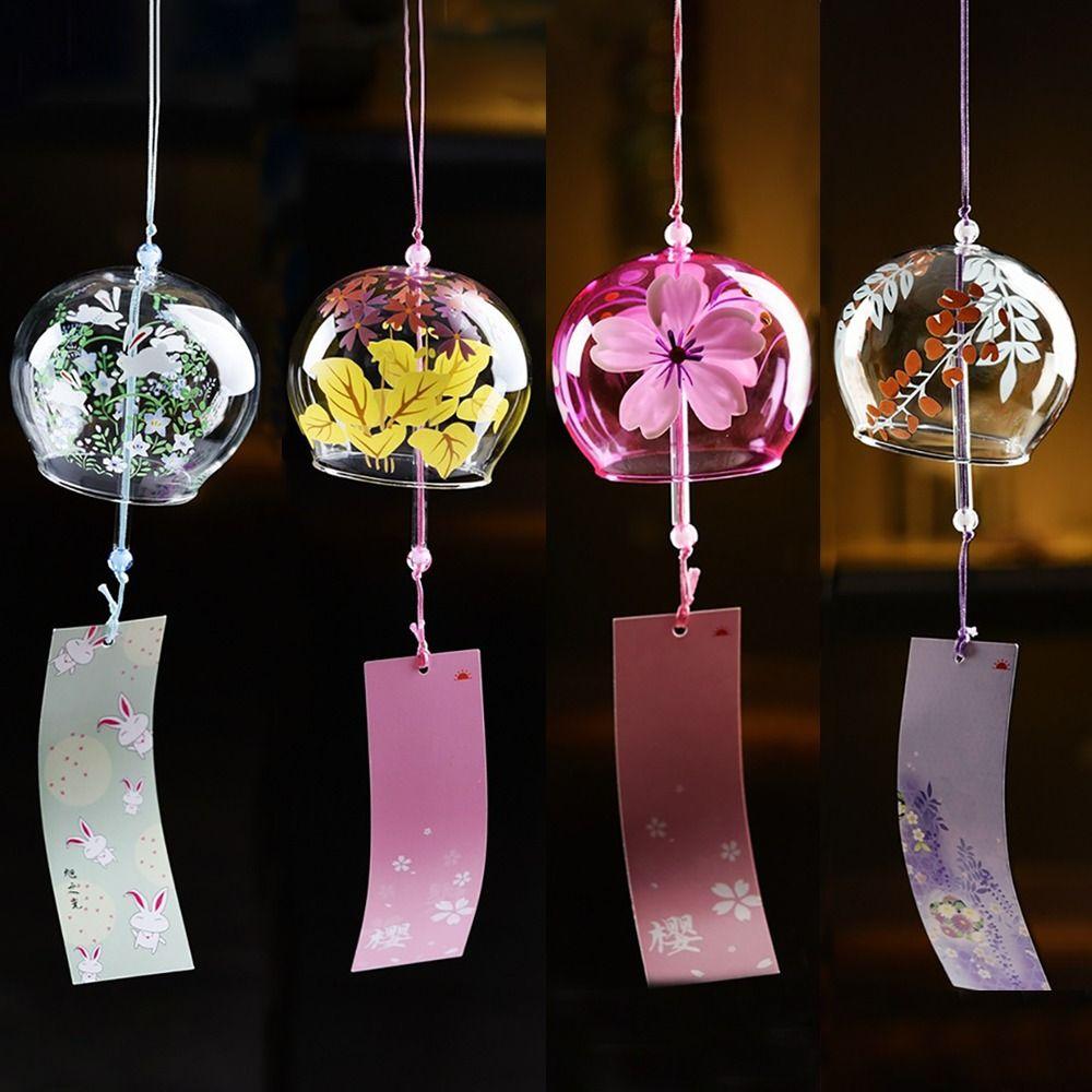 Pendant Design Glass Painted Wind Chime Glass Painting Wind Bell Door Decoration Gifts For Child