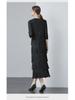 Miyake 2024 V-Neck Long-Sleeved Tassel Pleated Dress