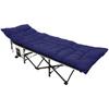 Heavy-duty Steel Tube Folding Bed, Black Frame with Blue Pearl Cushions