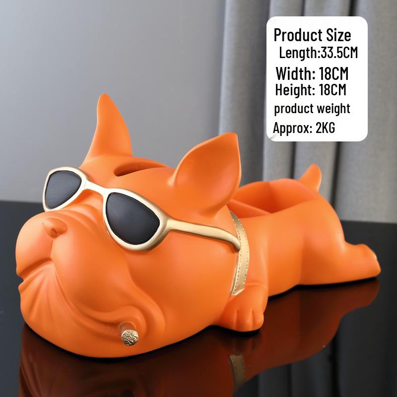 Nordic Bulldog Multifunctional Hand-Painted Tissue Box & Decorative Storage Ornament