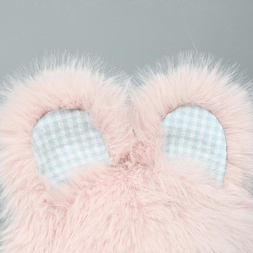 Lovely Rabbits Ear Hat for Teens Furry Plush Trapper Hat for Women Outdoor Headwear Camping Walking Coldproof Earflap Caps  Pink