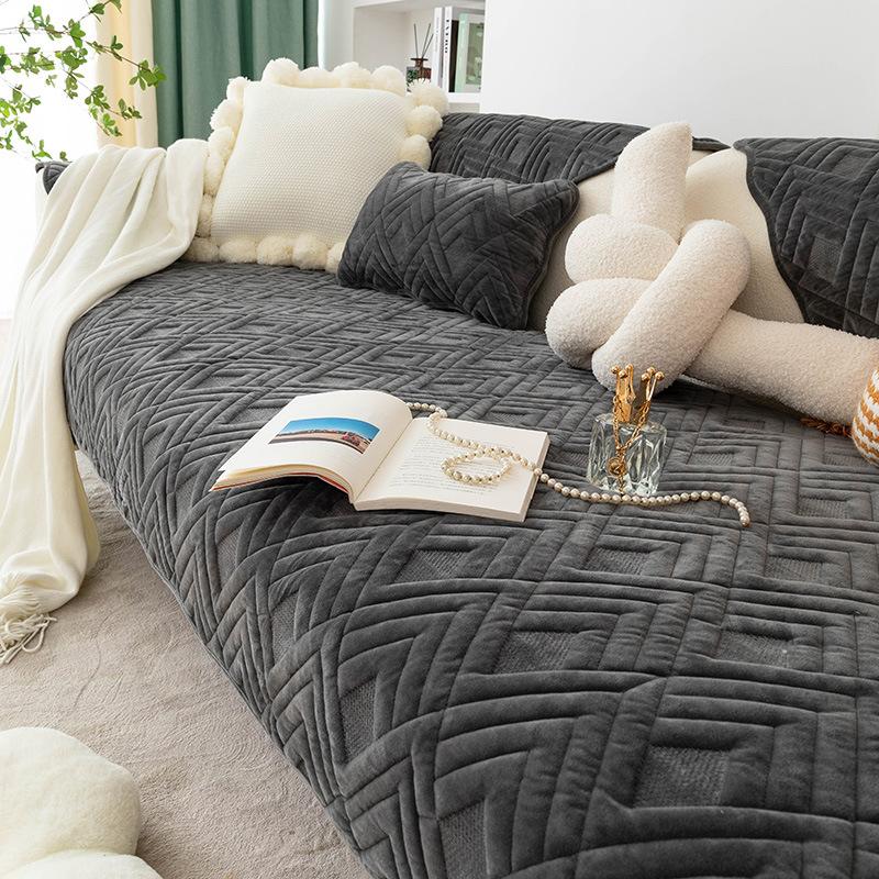Winter Plush Sofa Cushion Four Seasons Universal Nordic Simple Flannel Cushion Thickened Non-Slip High-End Cushion