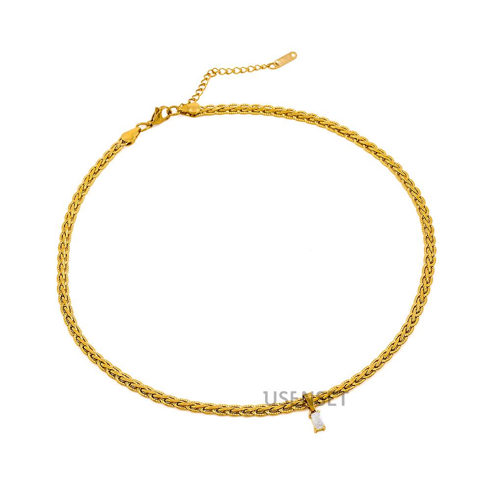 European & American Colorful Zircon Pendant Necklace with 18K Gold-Plated Copper Clavicle Chain - Women's Unique Design YS31