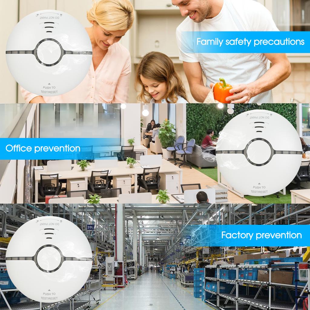 WiFi-Rauchmelder Smart Feueralarmsensor Drahtloses Sicherheitssystem Smart Life Tuya APP-Steuerung