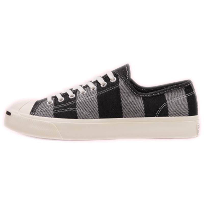 Converse Jack Purcell Open Smile Striped Simple Versatile Low-top Canvas Shoes Unisex Black and Gray